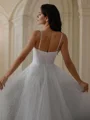 A-Line/Princess Ruffles Spaghetti Straps Sleeveless Court Train Wedding Dresses
