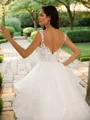 Ball-Gown Tulle Applique V-neck Sleeveless Court Train Wedding Dresses