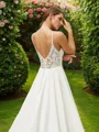 A-Line/Princess Stretch Crepe Lace V-neck Sleeveless Cathedral Train Wedding Dresses