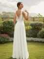 A-Line/Princess Chiffon Ruched V-neck Sleeveless Floor-Length Wedding Dresses