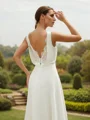 A-Line/Princess Chiffon Ruched V-neck Sleeveless Floor-Length Wedding Dresses