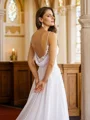 A-Line/Princess Chiffon Lace Spaghetti Straps Sleeveless Chapel Train Wedding Dresses