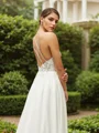 A-Line/Princess Chiffon Lace V-neck Sleeveless Sweep Train Wedding Dresses