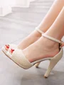 Women's Leatherette With Pearl Peep Toe Stiletto Heel Wedding Shoes