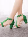 Women's Leatherette With Flower Peep Toe Chunky Heel Wedding Shoes