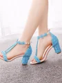 Women's Leatherette With Flower Peep Toe Chunky Heel Wedding Shoes