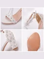 Women's Leatherette With Flower Peep Toe Chunky Heel Wedding Shoes