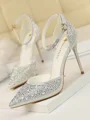 Women's Stiletto Heel Closed Toe PU With Rhinestone High Heels