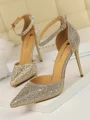 Women's Stiletto Heel Closed Toe PU With Rhinestone High Heels