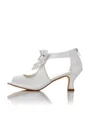 Women's Satin PU Peep Toe Spool Heel Wedding Shoes