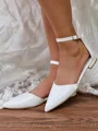 Women's PU With Buckle Closed Toe Flat Heel Wedding Shoes