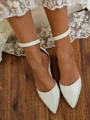 Women's PU With Buckle Closed Toe Flat Heel Wedding Shoes