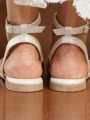Women's PU With Buckle Peep Toe Flat Heel Wedding Shoes