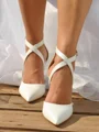 Women's PU With Ankle Strap Closed Toe Chunky Heel Wedding Shoes