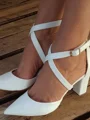 Women's PU With Ankle Strap Closed Toe Chunky Heel Wedding Shoes