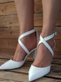 Women's PU With Ankle Strap Closed Toe Chunky Heel Wedding Shoes