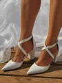 Women's PU With Ankle Strap Closed Toe Chunky Heel Wedding Shoes