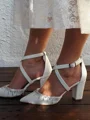 Women's PU With Ankle Strap Closed Toe Chunky Heel Wedding Shoes