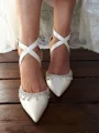 Women's PU With Ankle Strap Closed Toe Chunky Heel Wedding Shoes