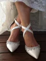 Women's PU With Ankle Strap Closed Toe Chunky Heel Wedding Shoes