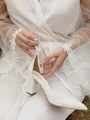 Women's PU With Pearl Closed Toe Chunky Heel Wedding Shoes
