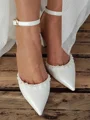 Women's PU With Flower Closed Toe Chunky Heel Wedding Shoes