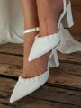 Women's PU With Flower Closed Toe Chunky Heel Wedding Shoes