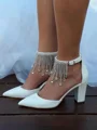 Women's PU With Tassel Closed Toe Chunky Heel Wedding Shoes