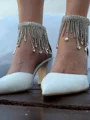 Women's PU With Tassel Closed Toe Chunky Heel Wedding Shoes