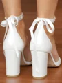Women's PU With Rhinestone Closed Toe Chunky Heel Wedding Shoes