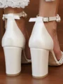 Women's PU With Pearl Closed Toe Chunky Heel Wedding Shoes