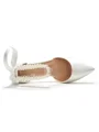 Women's Satin Closed Toe With Pearl Chunky Heel Wedding Shoes