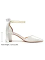 Women's Satin Closed Toe With Pearl Chunky Heel Wedding Shoes