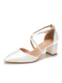 Women's Satin Closed Toe Chunky Heel Wedding Shoes