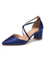 Women's Satin Closed Toe Chunky Heel Wedding Shoes