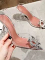 Women's Leather Closed Toe With Rhinestone Stiletto Heel Wedding Shoes