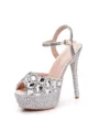 Women's PU Peep Toe With Rhinestone Stiletto Heel Shoes