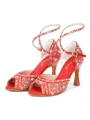 Women's Satin Peep Toe With Rhinestone Stiletto Heel Shoes