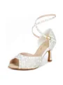 Women's Satin Peep Toe With Rhinestone Stiletto Heel Shoes