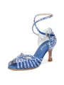 Women's Satin Peep Toe With Rhinestone Stiletto Heel Shoes