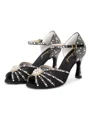 Women's Satin Peep Toe With Rhinestone Stiletto Heel Shoes