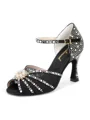 Women's Satin Peep Toe With Rhinestone Stiletto Heel Shoes