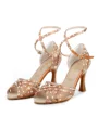 Women's Satin Peep Toe With Rhinestone Stiletto Heel Shoes