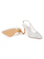 Women's Tulle Closed Toe With Lace Stiletto Heel Shoes