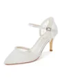 Women's Tulle Closed Toe With Imitation Pearl Stiletto Heel Shoes