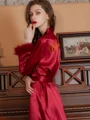Attractive Silk like Satin Whith Feathers/Fur Bride Robes