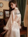 Attractive Silk like Satin Whith Feathers/Fur Bride Robes