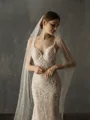 Gorgeous Tulle One-Tier Chapel Bridal Veils With Imitation Pearl