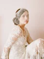 One-tier Cut Edge Birdcage Veils With Imitation Pearls