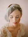 One-tier Cut Edge Birdcage Veils With Imitation Pearls